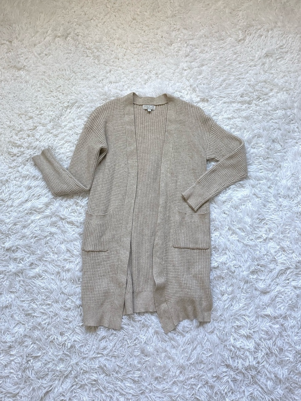 Waffle Knit Cardigan Sweater